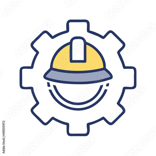 Hard Hat Gear Icon Representing Construction Safety and Protective Equipment