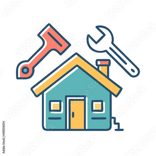 House Repair and Maintenance Icon Representing Home Improvement and Renovation Services