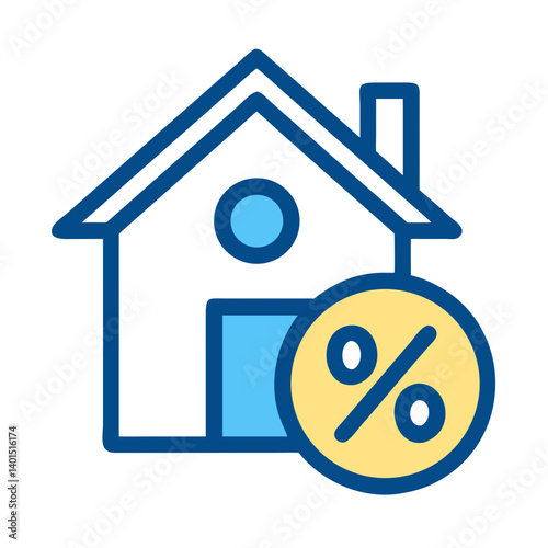 House with Mortgage Interest Symbol Icon Representing Home Loan and Financial Commitment