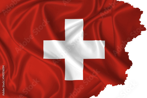 Swiss flag vector with torn edges on a transparent background