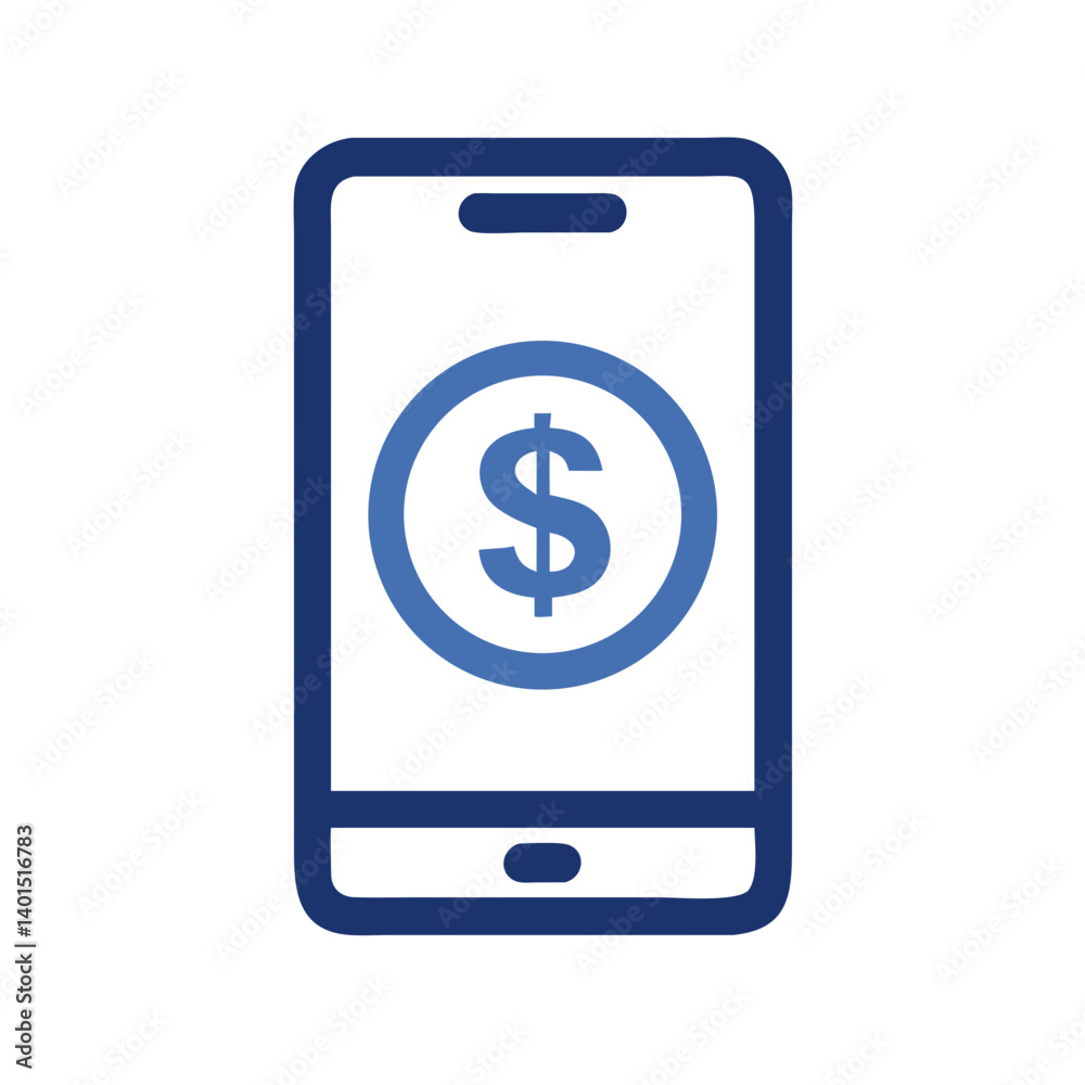 Mobile Phone with Dollar Symbol Icon Representing Digital Payments and Mobile Banking Mobile Phone with Dollar Symbol Icon Representing Digital Payments and Mobile Banking