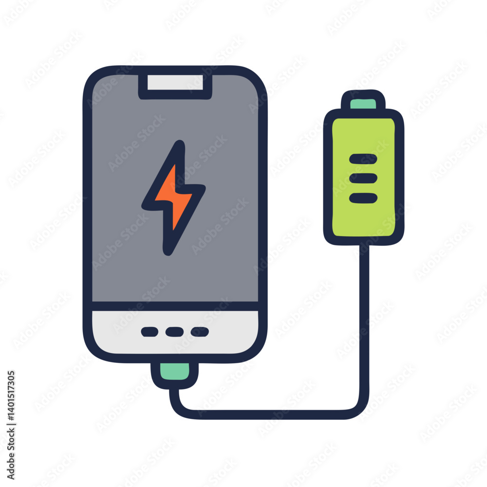 Power Bank Charging Device Icon Representing Portable Energy Source and Mobile Charging Power Bank Charging Device Icon Representing Portable Energy Source and Mobile Charging