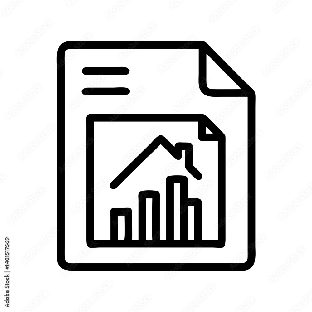 Real Estate Document with Growth Chart Icon Representing Property Investment and Market Analytics Real Estate Document with Growth Chart Icon Representing Property Investment and Market Analytics