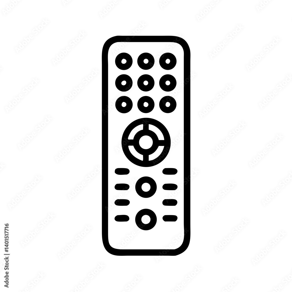 Remote Control with Buttons Icon Representing Device Navigation and Media Control Remote Control with Buttons Icon Representing Device Navigation and Media Control