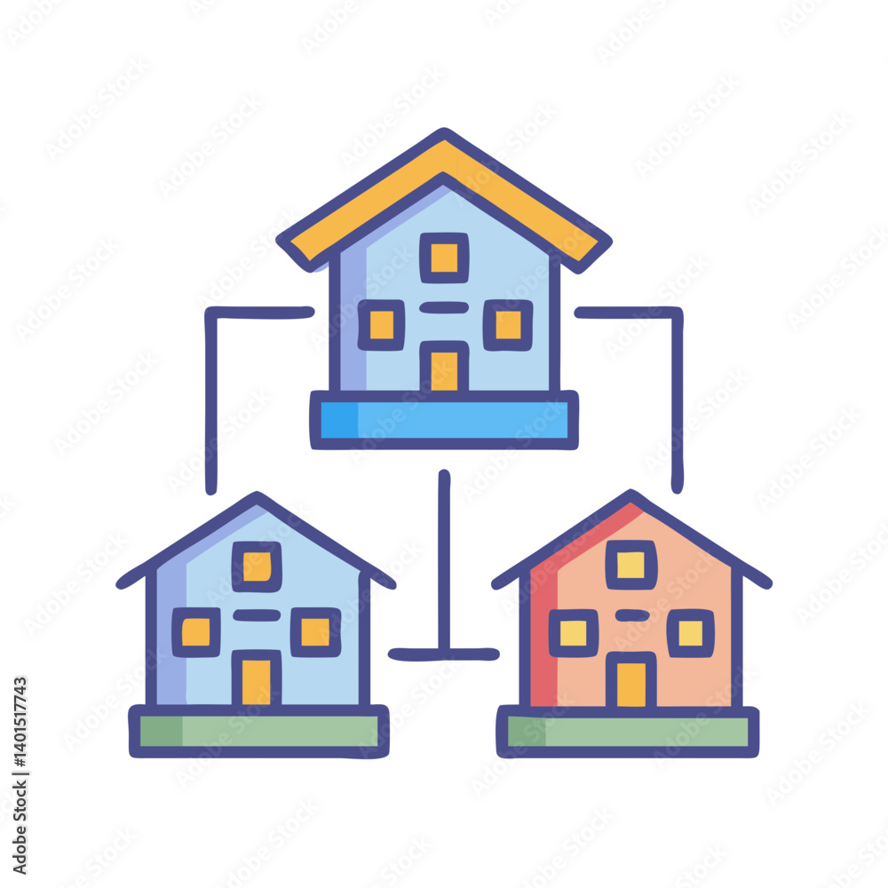 Residential Property Structure Icon Representing Home Building and Real Estate Residential Property Structure Icon Representing Home Building and Real Estate