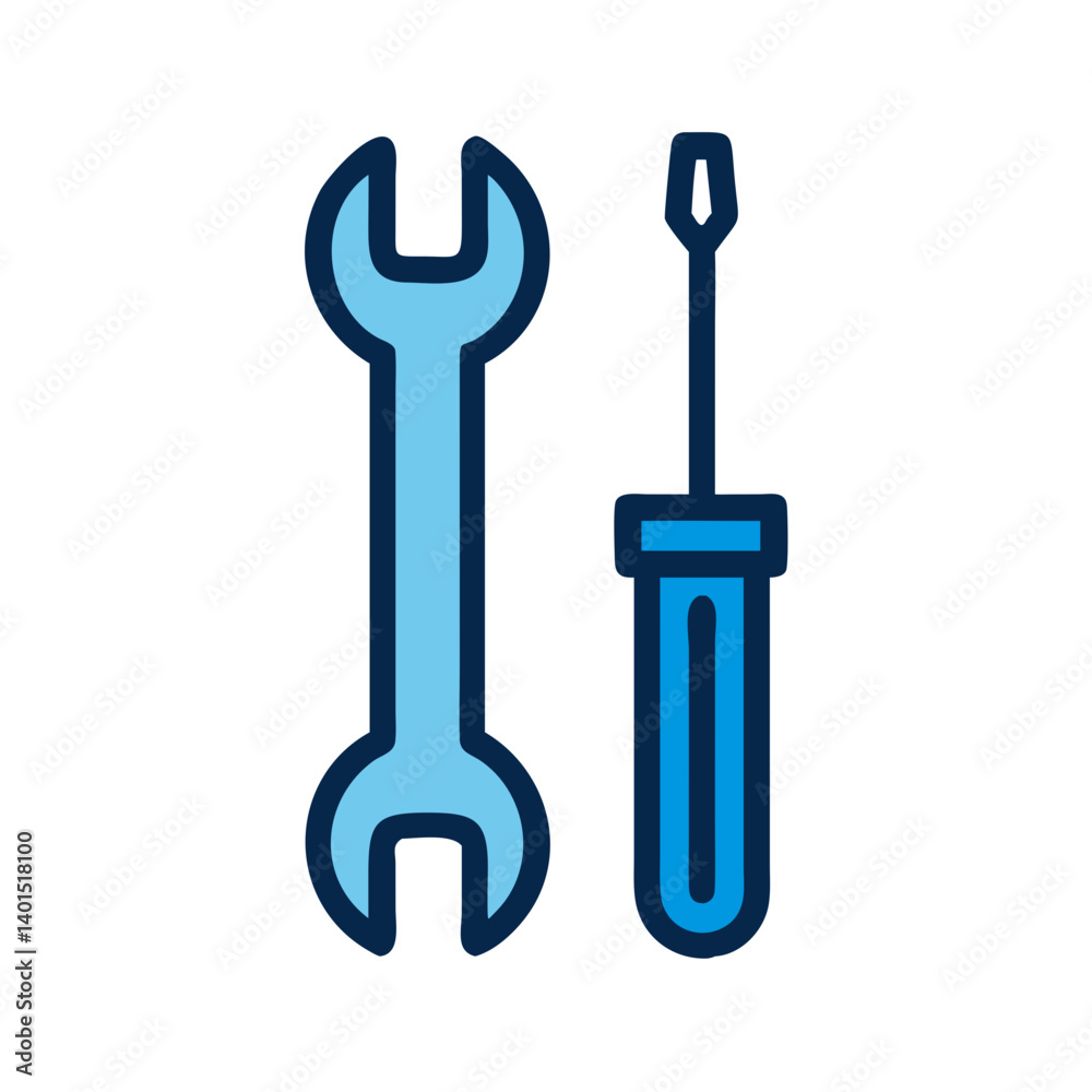 Screwdriver and Wrench Tools Icon Representing Maintenance and Repair Services