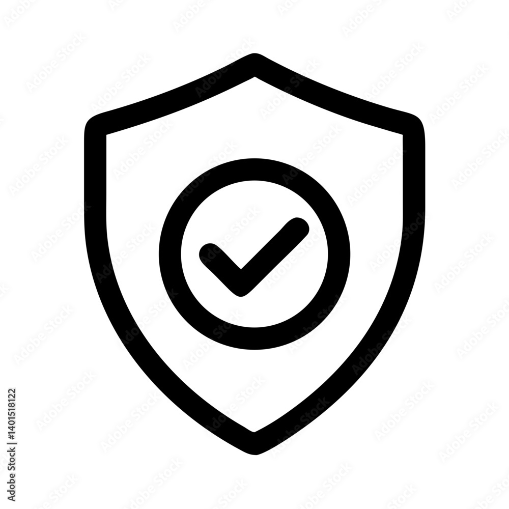 Shield with Checkmark Icon Representing Security and Verified Protection Shield with Checkmark Icon Representing Security and Verified Protection