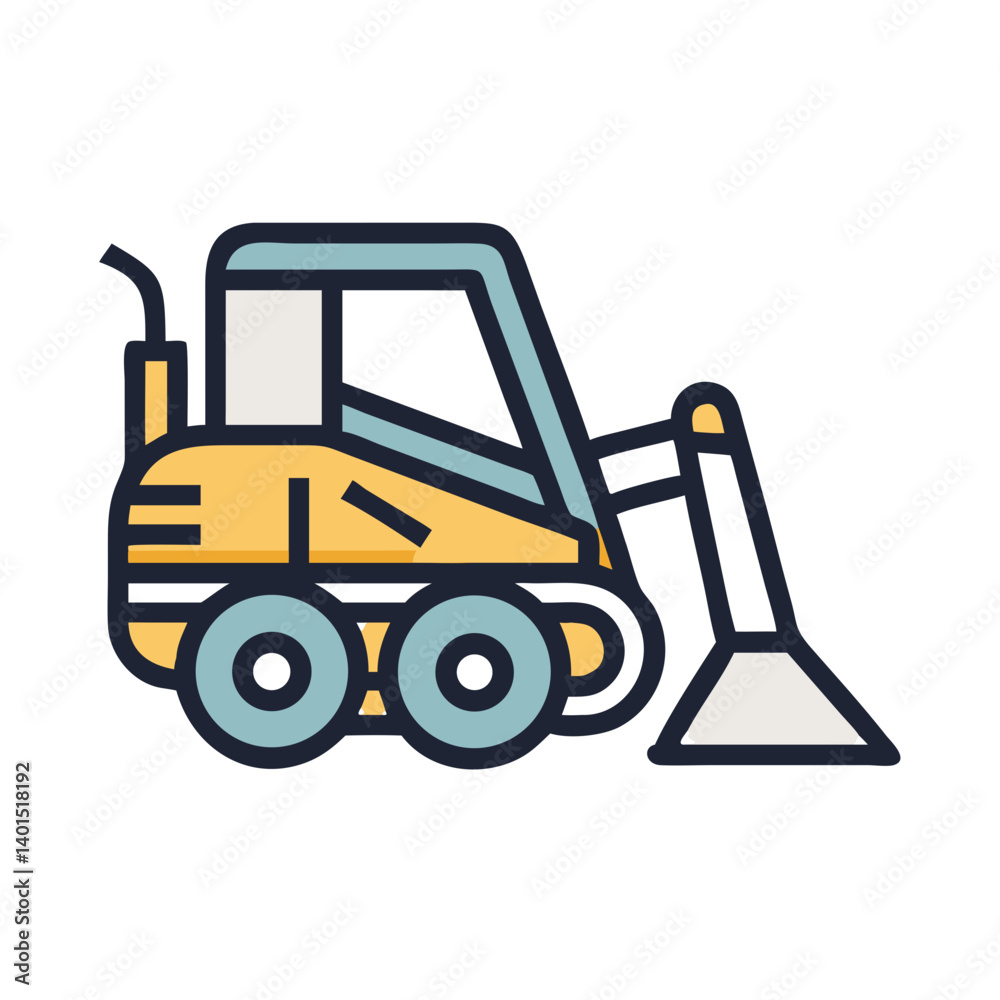 Naklejka premium Skid Steer Loader Machine Icon Representing Construction and Heavy Equipment