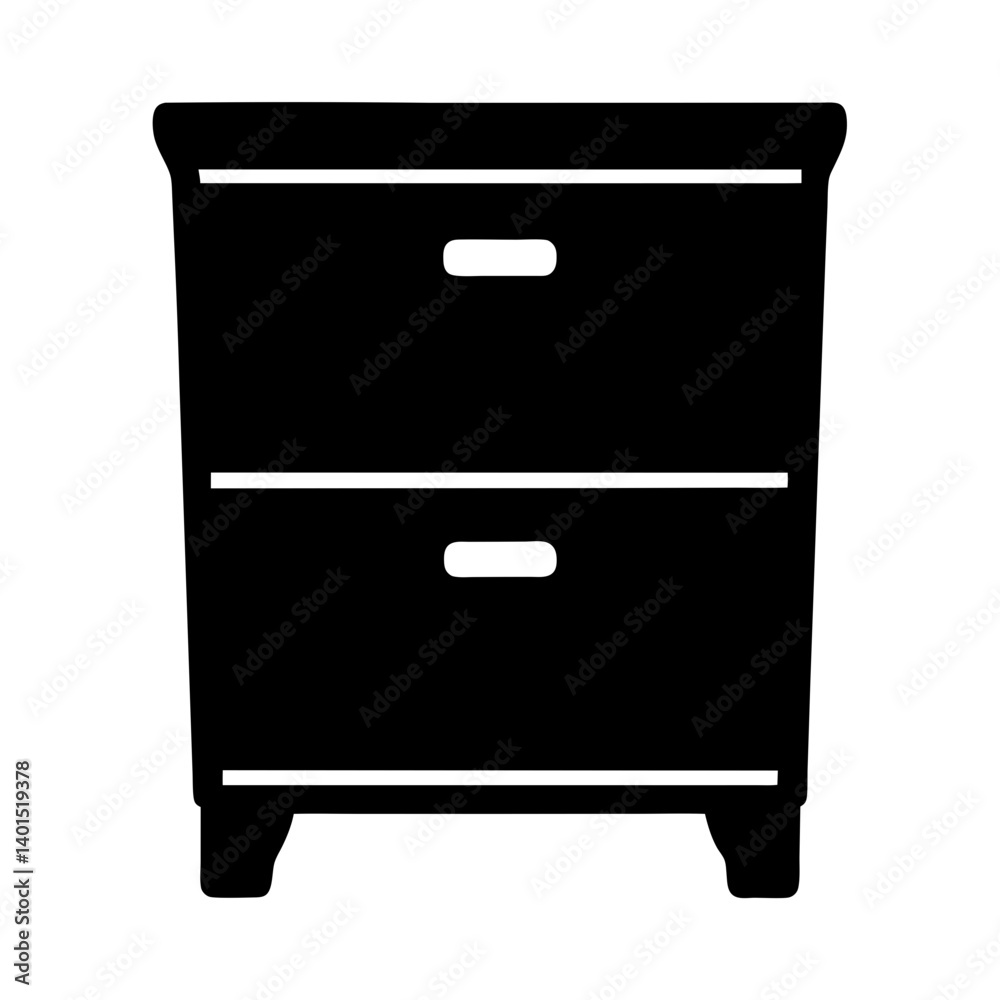nightstand black silhouette icon - of a home office nightstand, furniture vector art nightstand black silhouette icon - of a home office nightstand, furniture vector art