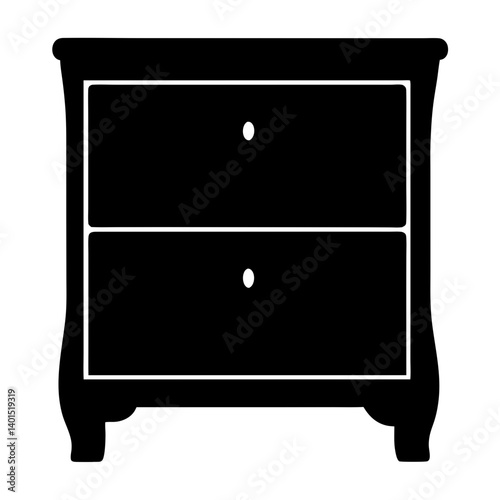 nightstand black silhouette icon - of a home office nightstand, furniture vector art