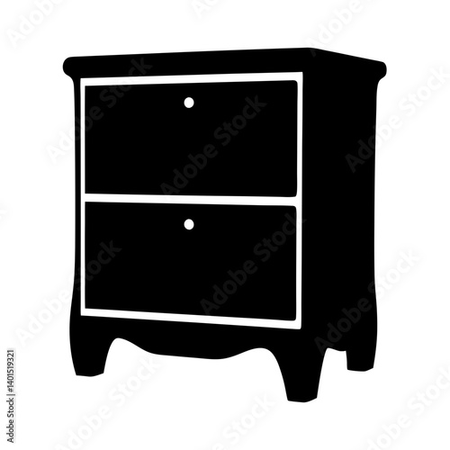 nightstand black silhouette icon - of a home office nightstand, furniture vector art