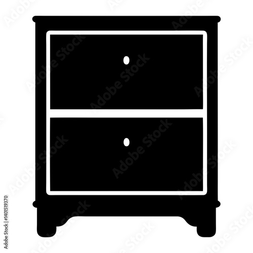 nightstand black silhouette icon - of a home office nightstand, furniture vector art