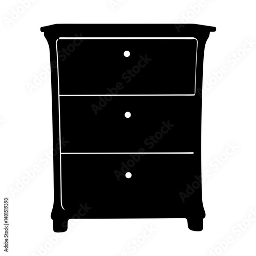 nightstand black silhouette icon - of a home office nightstand, furniture vector art