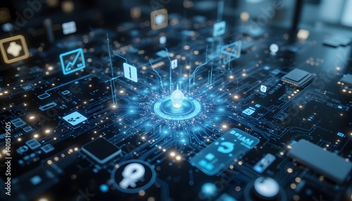 Futuristic Digital Technology Network with Data Connections