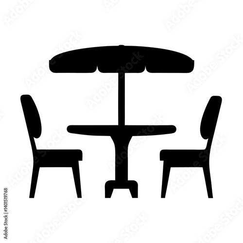 outdoor dining set black silhouette icon - of a home office outdoor dining set, furniture vector art