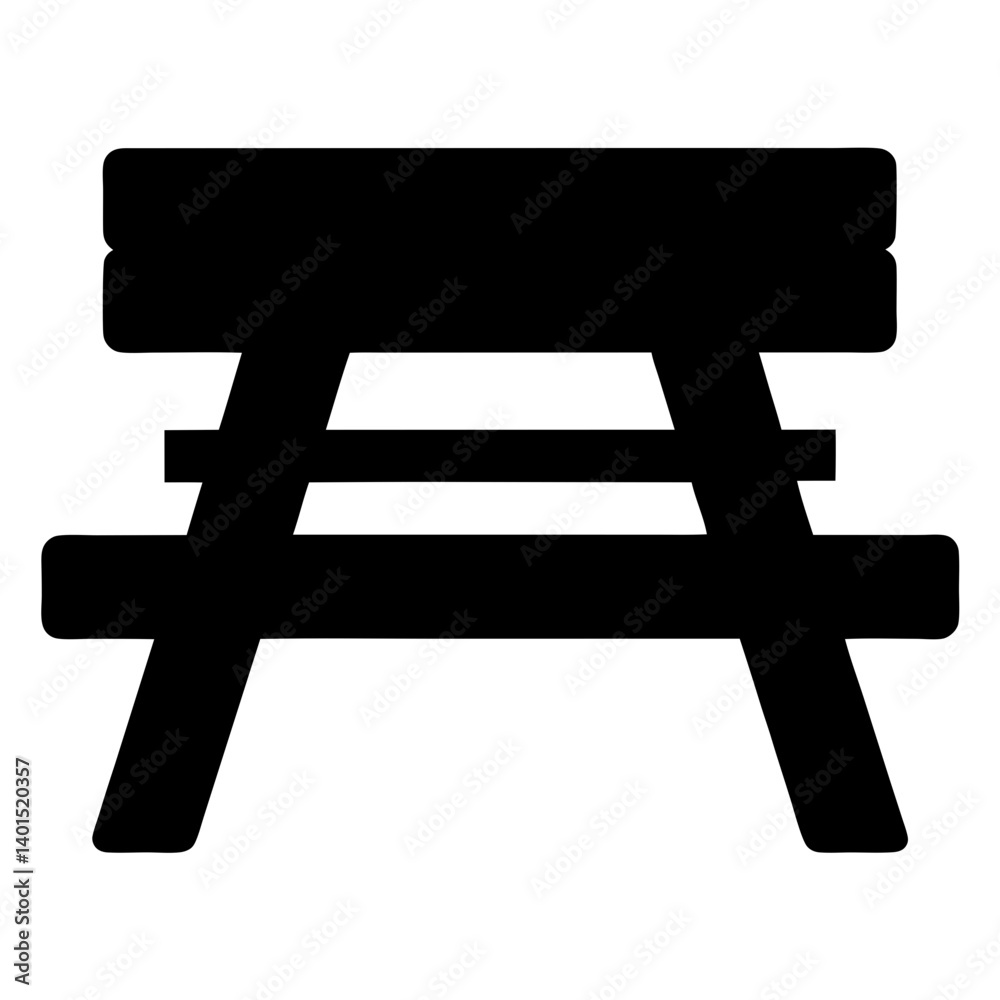 picnic table black silhouette icon - of a home office picnic table, furniture vector art picnic table black silhouette icon - of a home office picnic table, furniture vector art