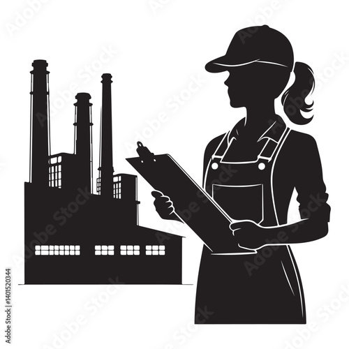 Silhouette Factory Inspector Vector Artwork Great for Manufacturing Designs