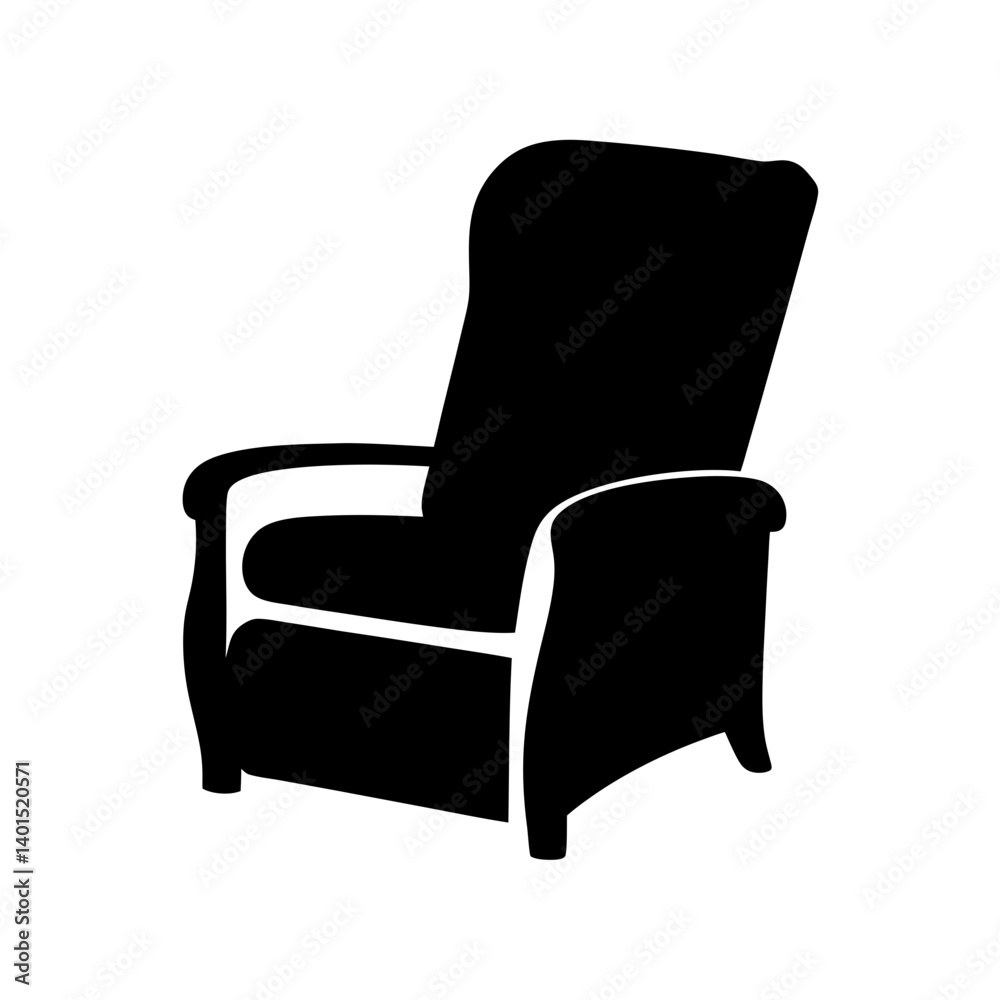 Naklejka premium recliner black silhouette icon - of a home office recliner, furniture vector art