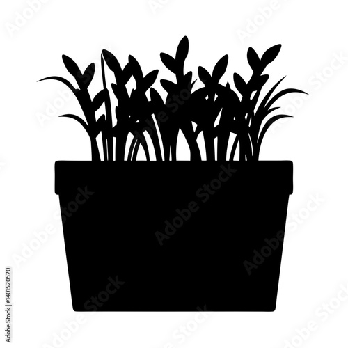 planter box black silhouette icon - of a home office planter box, furniture vector art