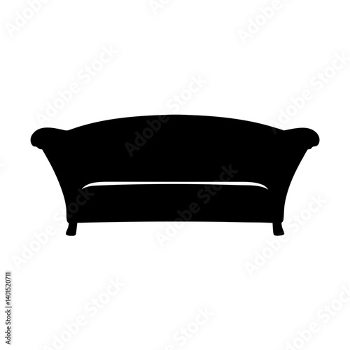 reclining sofa black silhouette icon - of a home office reclining sofa, furniture vector art