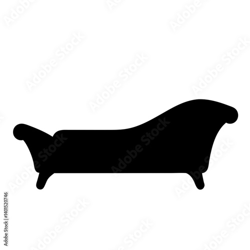 reclining sofa black silhouette icon - of a home office reclining sofa, furniture vector art