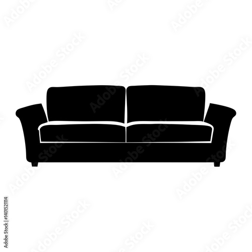 sectional sofa black silhouette icon - of a home office sectional sofa, furniture vector art