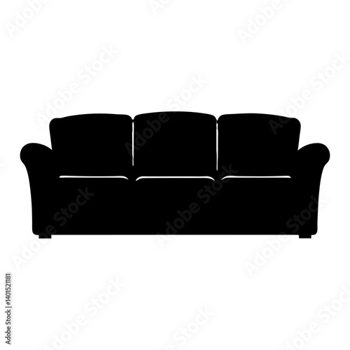 sectional sofa black silhouette icon - of a home office sectional sofa, furniture vector art
