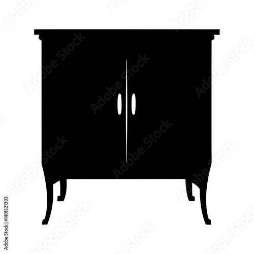 sideboard black silhouette icon - of a home office sideboard, furniture vector art