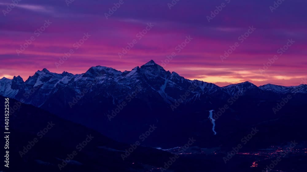 4K Video of Tacheng Area Snowy Mountain Fire Cloud Night Time Lapse With Vibrant Colors 4K Video of Tacheng Area Snowy Mountain Fire Cloud Night Time Lapse With Vibrant Colors