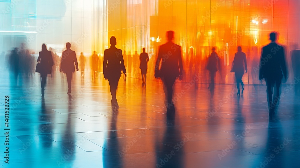 Blurred motion of business people walking in modern city office building corporate environment concept 100 Blurred motion of business people walking in modern city office building corporate environment concept 100