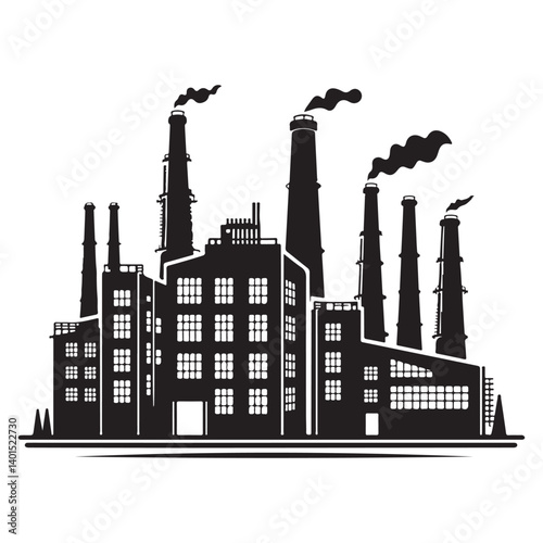 Silhouette industrial factory building vector illustration pollution environment