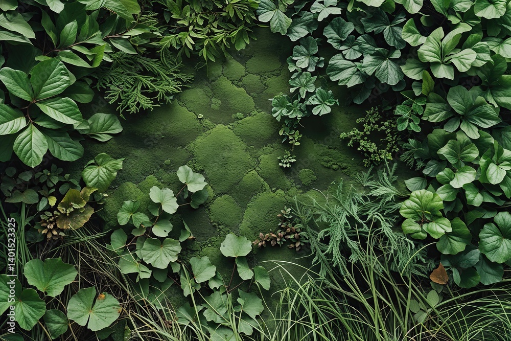 Rustic Earthy Forest Green Textures Featuring Foliage and Grass Elements Rustic Earthy Forest Green Textures Featuring Foliage and Grass Elements