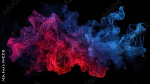 Obraz na płótnie Intense red and blue flames flicker and dance, isolated against a pitch-black backdrop, creating a striking contrast. w salonie