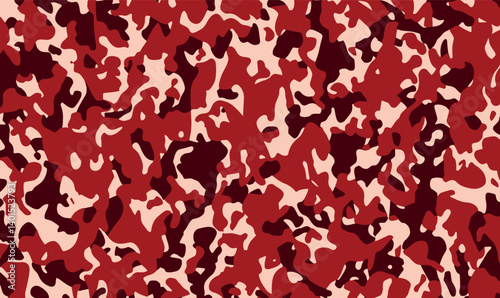 Camouflage pattern background. Trendy camouflage military pattern in maroon and brown color tones. Vector camouflage pattern. Realistic camouflage texture natural soft colors background, wallpaper.