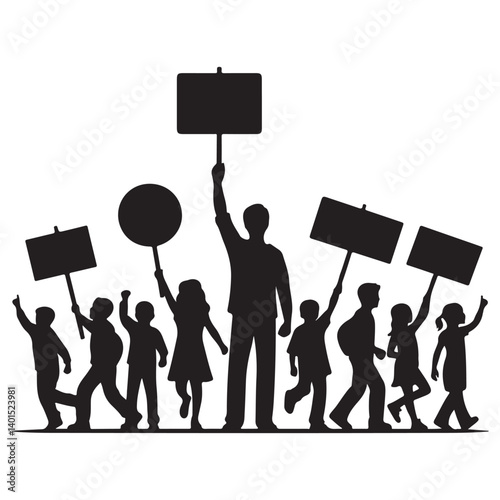 Silhouette Protest March Vector Illustration for Social Justice Causes