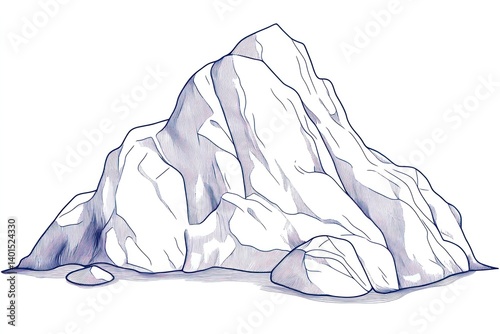 Obraz na płótnie Outline illustration of a majestic rock mountain icon, symbolizing strength and stability, perfect for web use. Isolated on a white background. w salonie