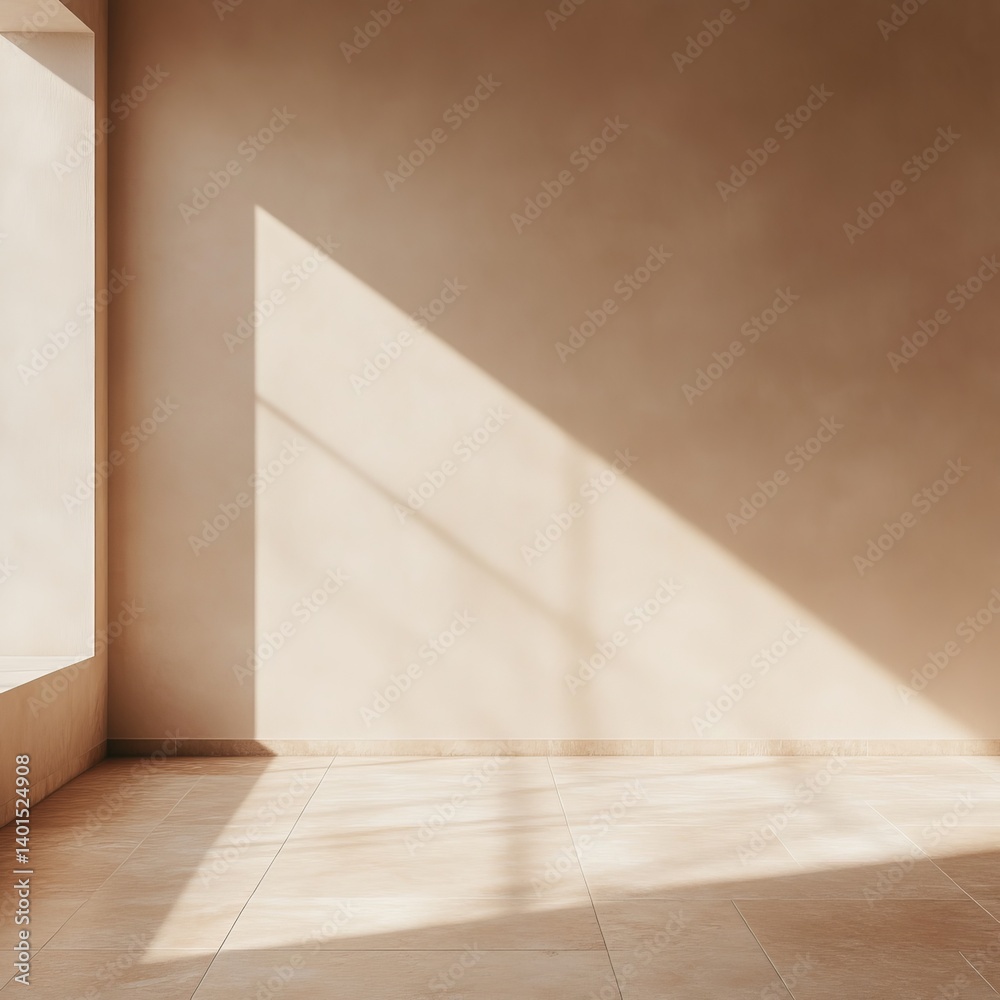 Sunlight Casts Soft Shadows in a Minimalist Interior Space With Warm Tones and Clean Lines During the Afternoon Sunlight Casts Soft Shadows in a Minimalist Interior Space With Warm Tones and Clean Lines During the Afternoon