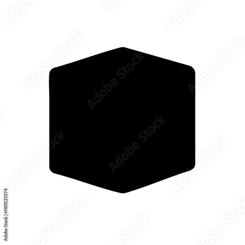 A 3D cube vector icon with perspective shading