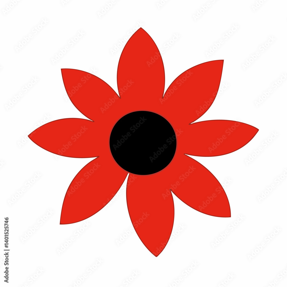 A blooming flower vector icon with petals A blooming flower vector icon with petals