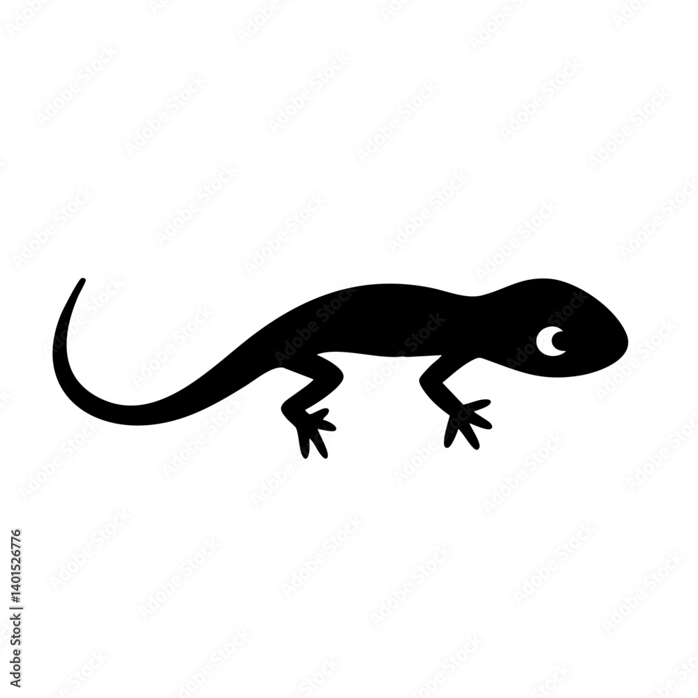 Naklejka premium A crawling lizard vector icon with long tail