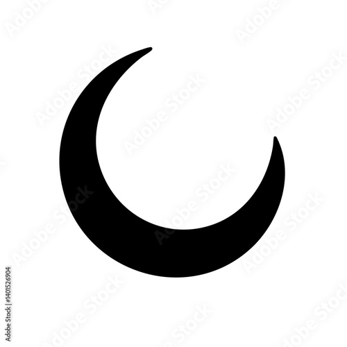 A crescent moon vector icon with smooth curve