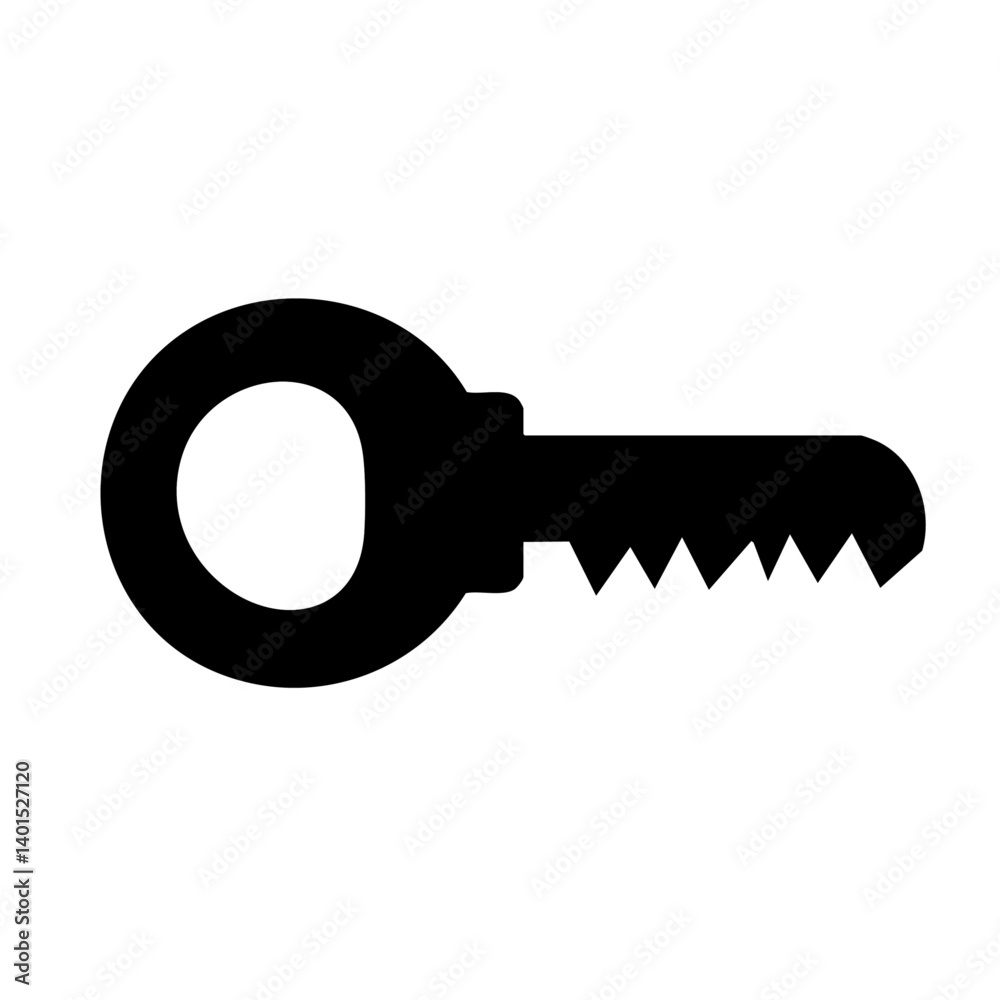 A detailed key vector icon with intricate teeth A detailed key vector icon with intricate teeth