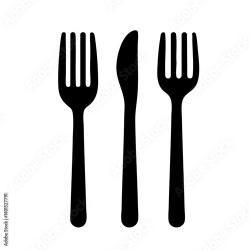 A dining fork vector icon with tines