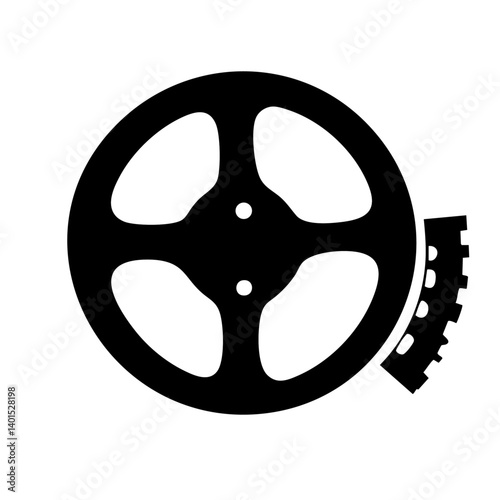 A film reel vector icon with protruding film