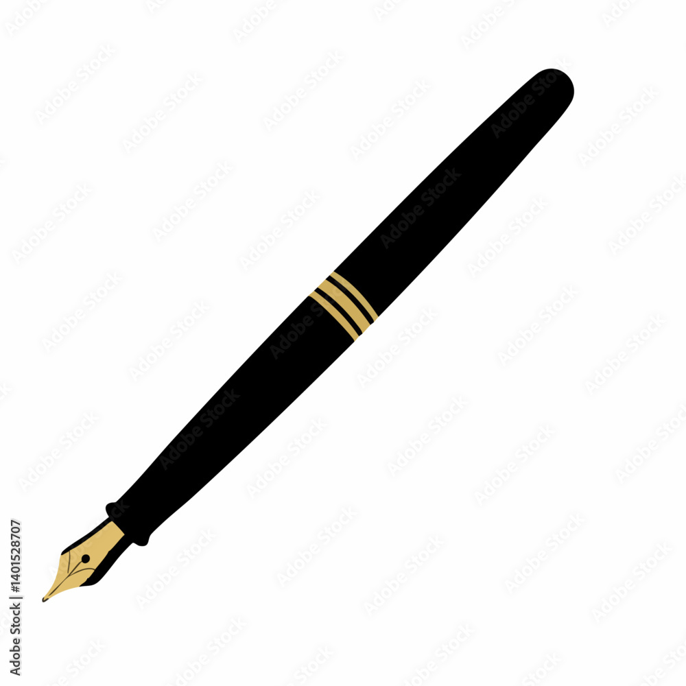 A fountain pen vector icon with nib detail