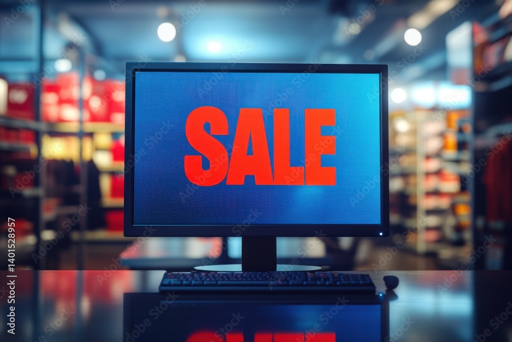 Sale message on computer screen display Sale message on computer screen display