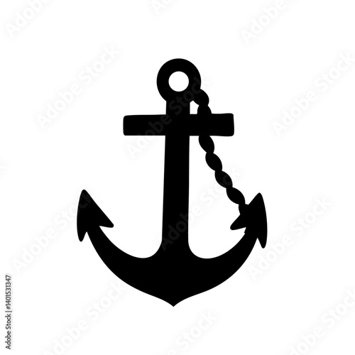 A nautical anchor vector icon with rope