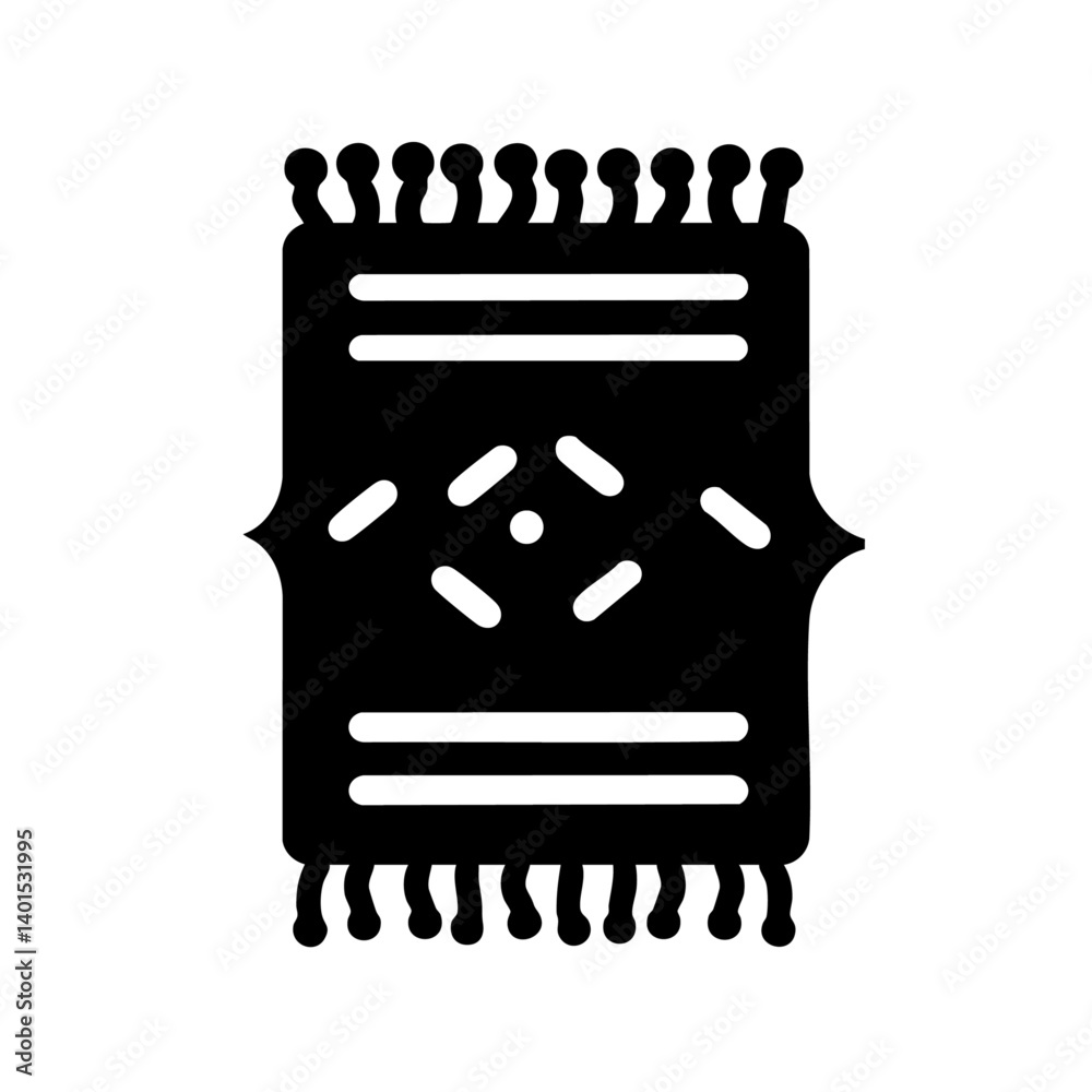 A patterned rug vector icon with fringe A patterned rug vector icon with fringe