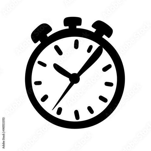 A round clock vector icon with hands