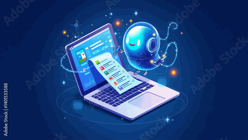  AI chatbot assistant helping with task management on a laptop screen.